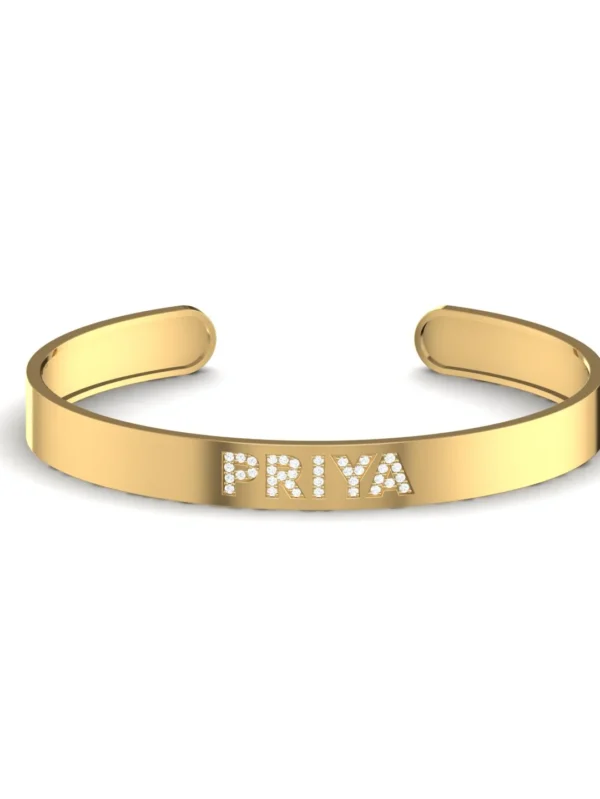 Natural 0.18 CT Round Customize Name Diamond Bracelet