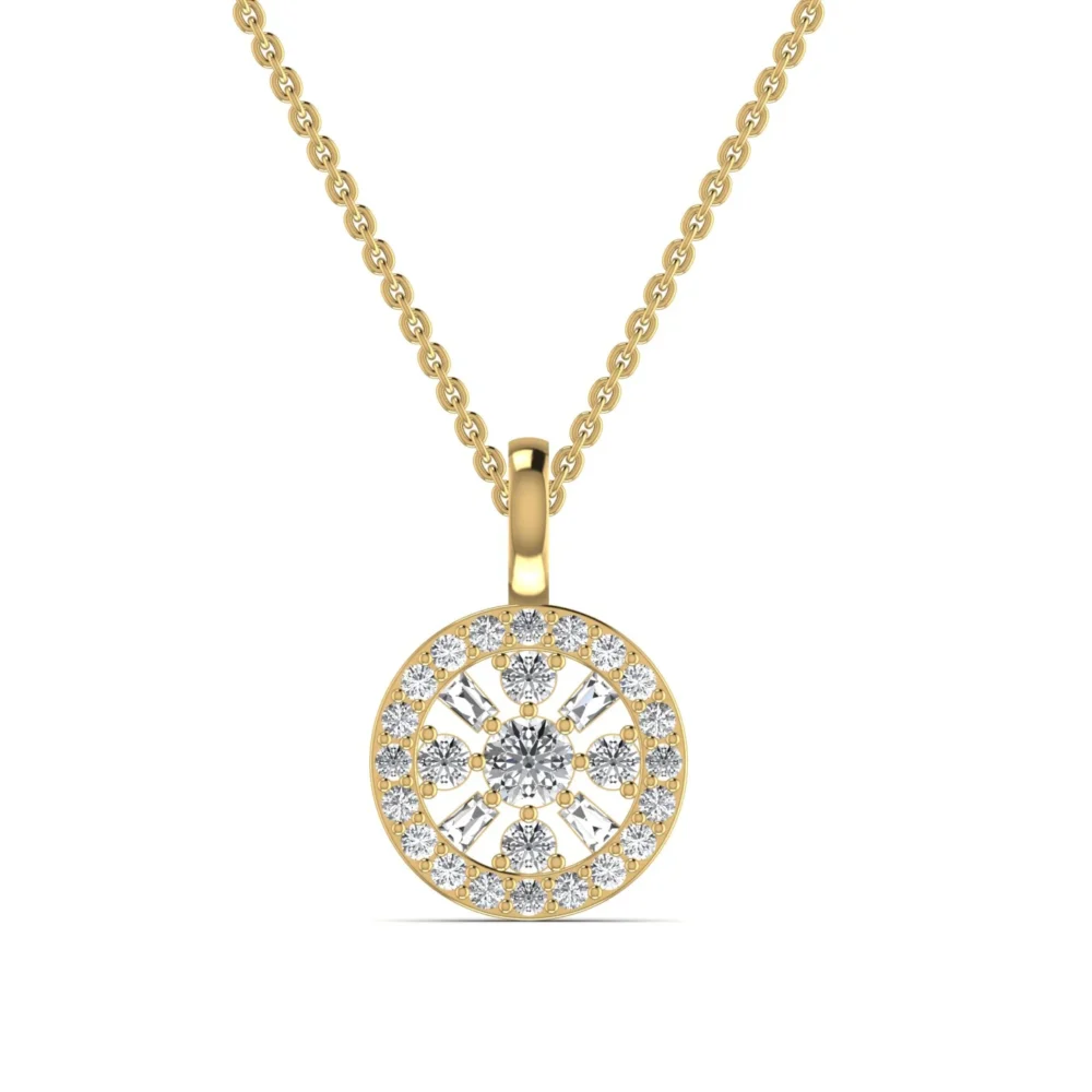 0.143 CT Diamond With Round Circled Shaped Pendant